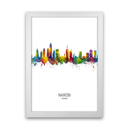 Nairobi Kenya Skyline Portrait Art Print by Michael Tompsett White Grain
