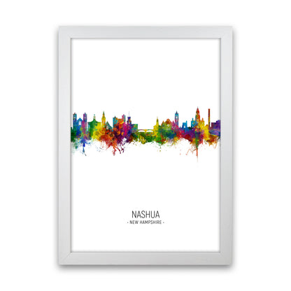 Nashua New Hampshire Skyline Portrait Art Print by Michael Tompsett White Grain