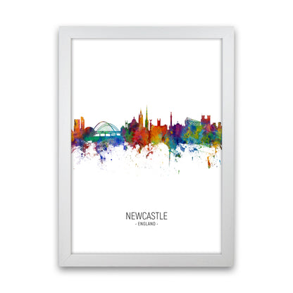 Newcastle England Skyline Portrait Art Print by Michael Tompsett White Grain