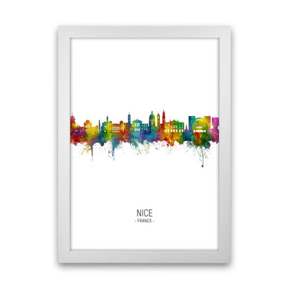Nice France Skyline Portrait Art Print by Michael Tompsett White Grain