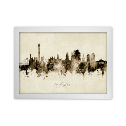 Northampton England Skyline Vintage Art Print by Michael Tompsett White Grain