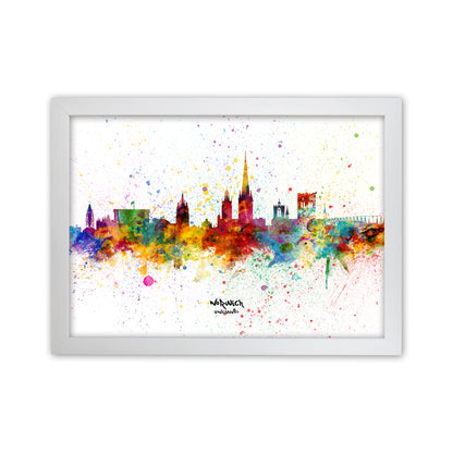 Norwich England Skyline Splash Art Print by Michael Tompsett White Grain