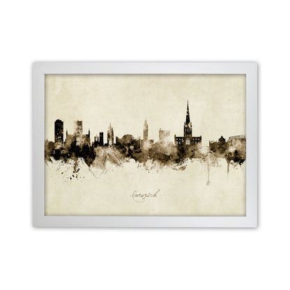 Norwich England Skyline Vintage Art Print by Michael Tompsett White Grain