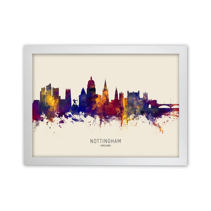 Nottingham England Skyline Autumn City Name Art Print by Michael Tompsett White Grain