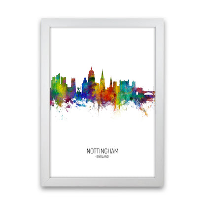 Nottingham England Skyline Portrait Art Print by Michael Tompsett White Grain