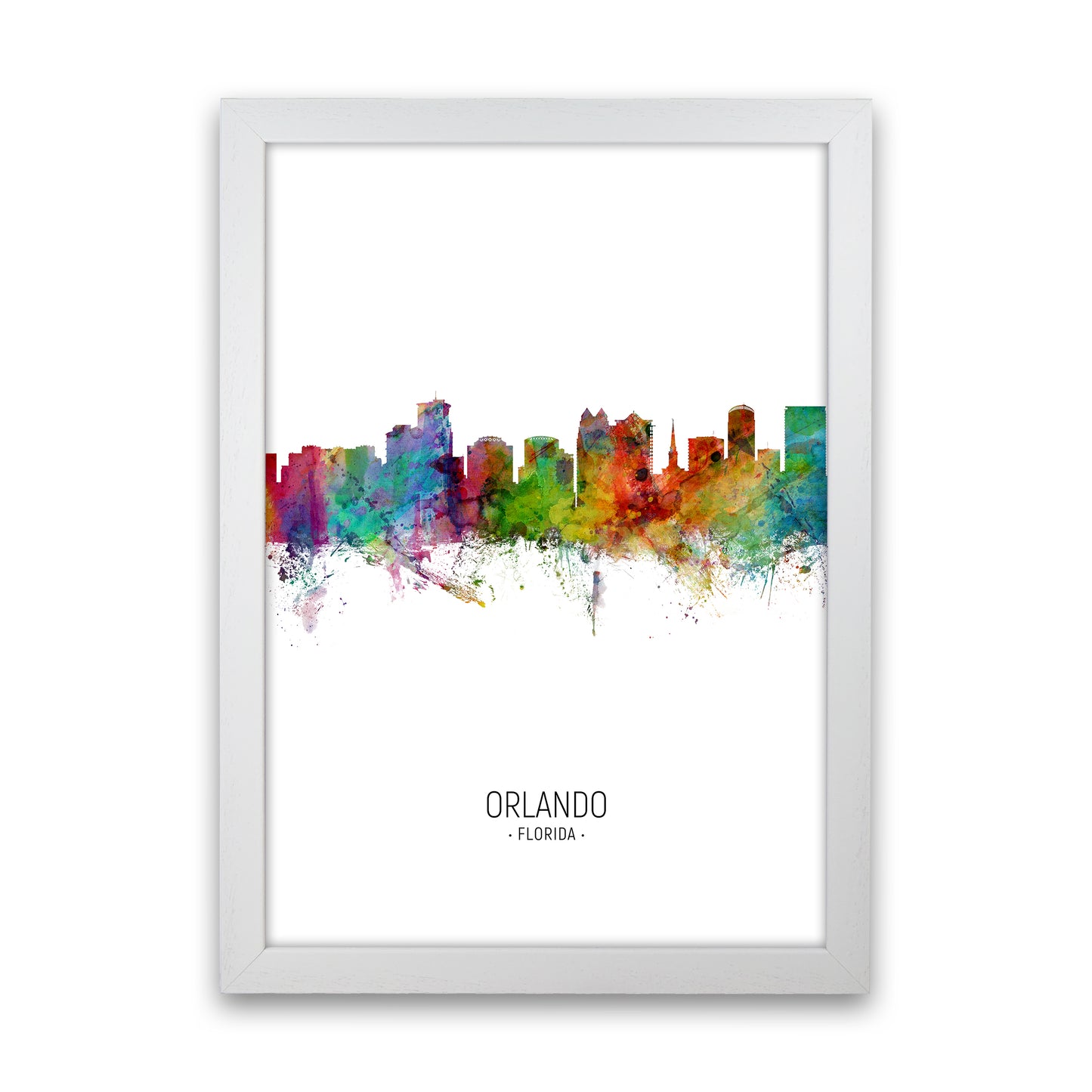 Orlando Florida Skyline Portrait Art Print by Michael Tompsett White Grain