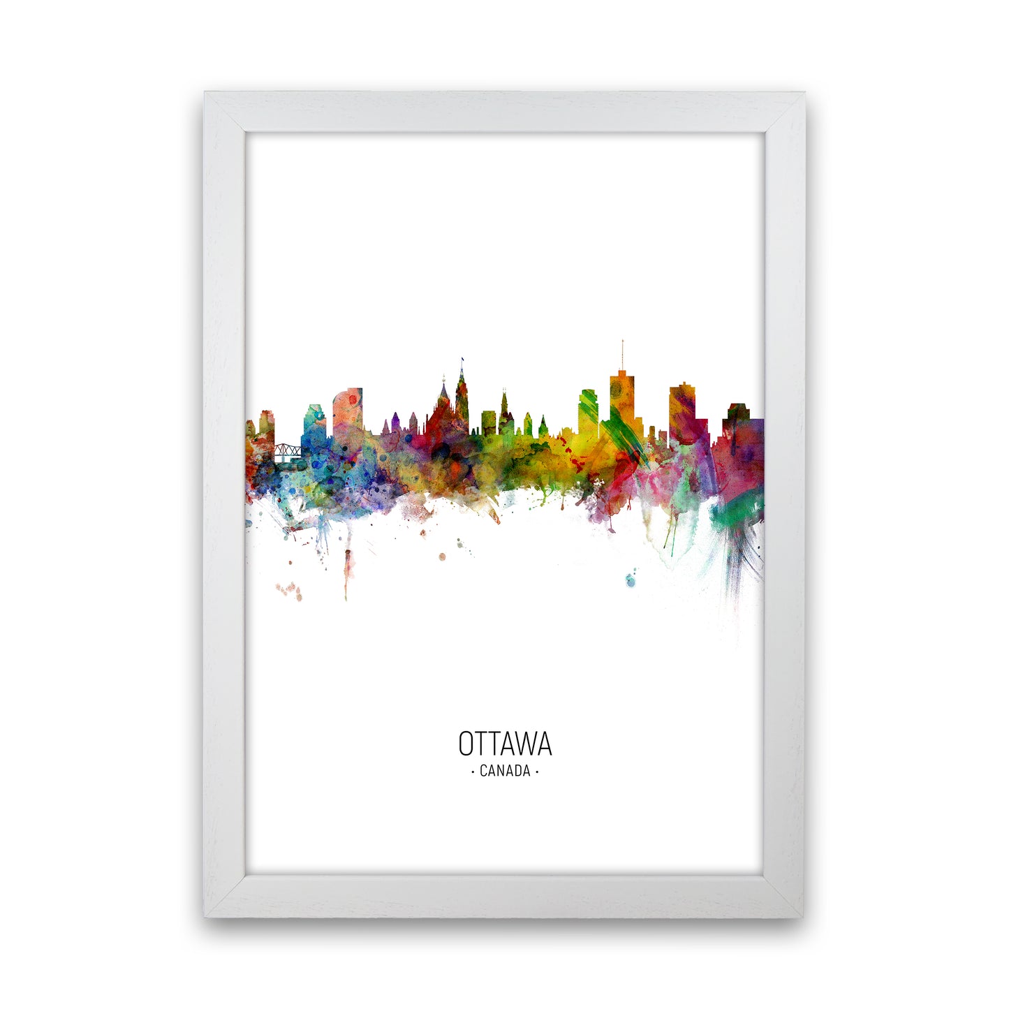 Ottawa Canada Skyline Portrait Art Print by Michael Tompsett White Grain