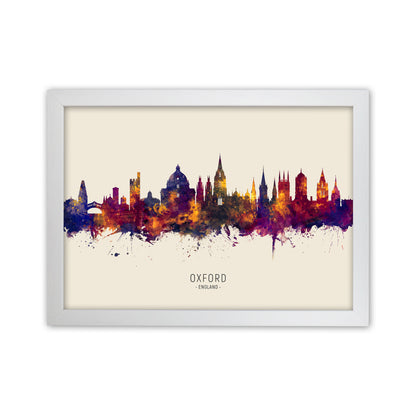 Oxford England Skyline Autumn City Name Art Print by Michael Tompsett White Grain