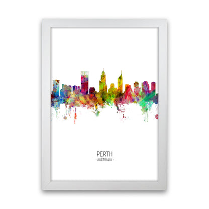 Perth Australia Skyline Portrait Art Print by Michael Tompsett White Grain