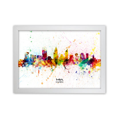 Perth Australia Skyline Splash Art Print by Michael Tompsett White Grain