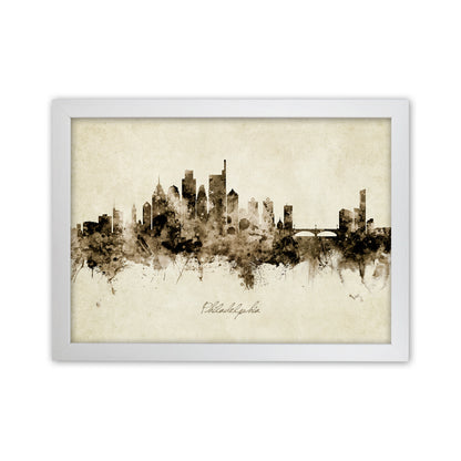 Philadelphia Pennsylvania Skyline Vintage Art Print by Michael Tompsett White Grain