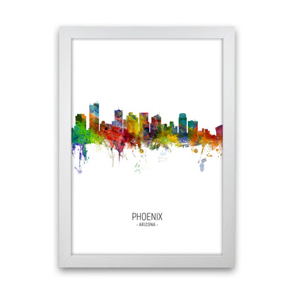 Phoenix Arizona Skyline Portrait Art Print by Michael Tompsett White Grain