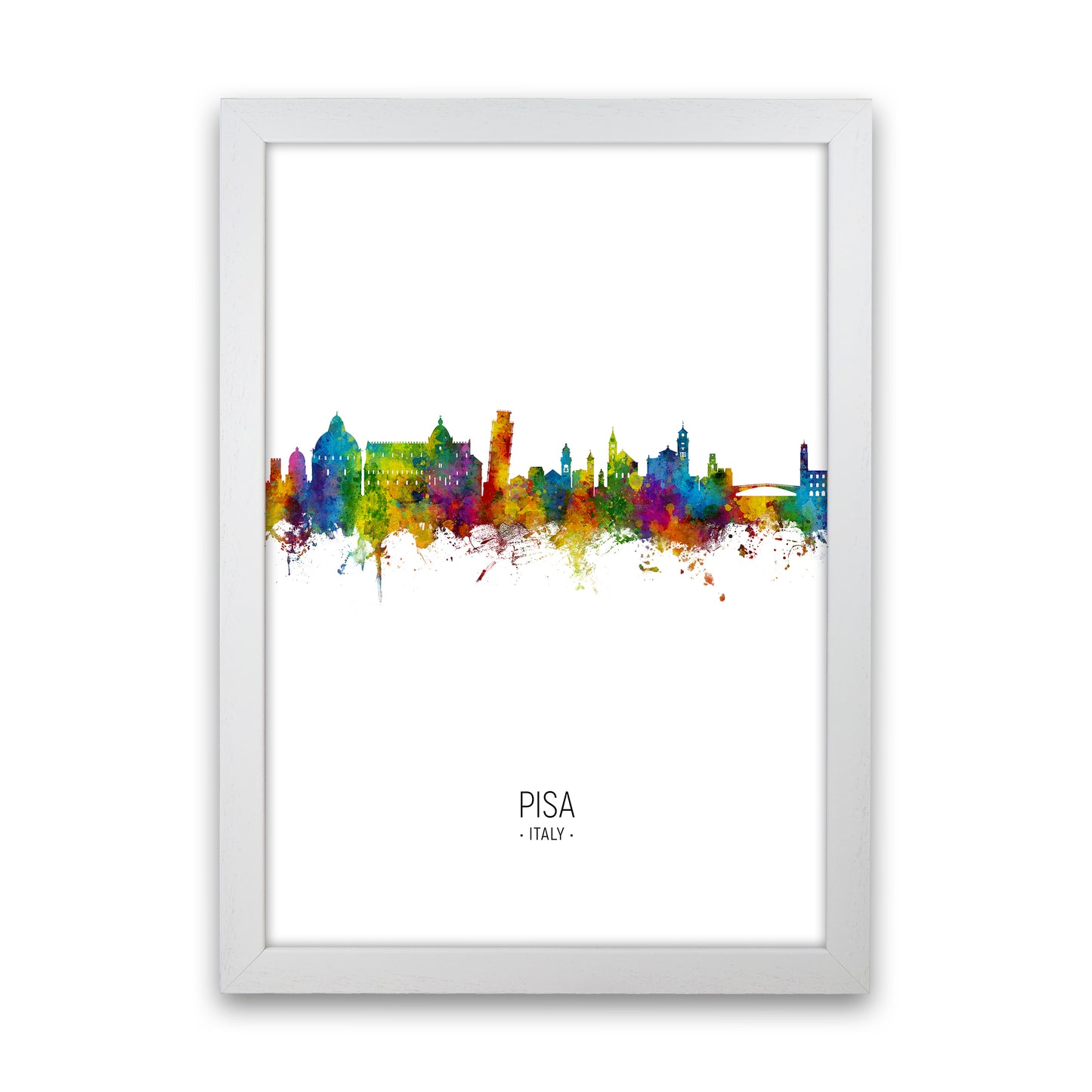 Pisa Italy Skyline Portrait Art Print by Michael Tompsett White Grain