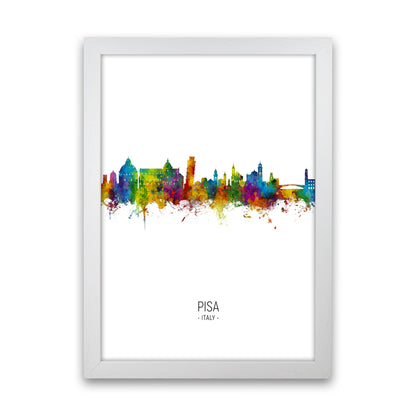 Pisa Italy Skyline Portrait Art Print by Michael Tompsett White Grain