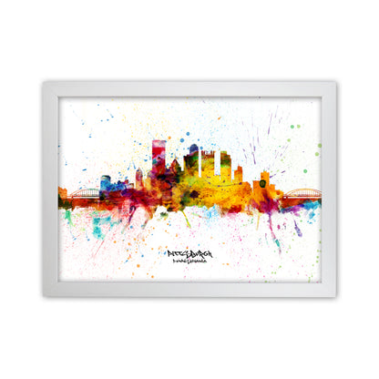Pittsburgh Pennsylvania Skyline Splash Art Print by Michael Tompsett White Grain