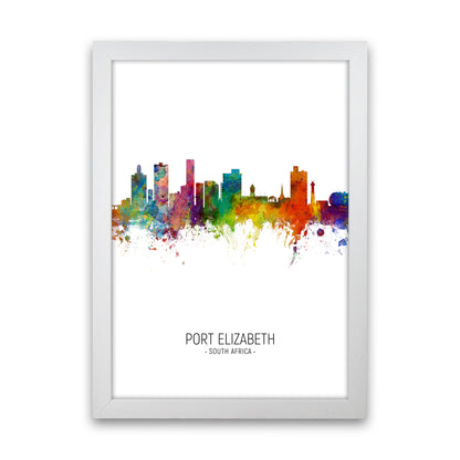 Port Elizabeth South Africa Skyline Portrait Art Print by Michael Tompsett White Grain