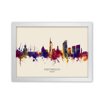 Portsmouth England Skyline Autumn City Name Art Print by Michael Tompsett White Grain