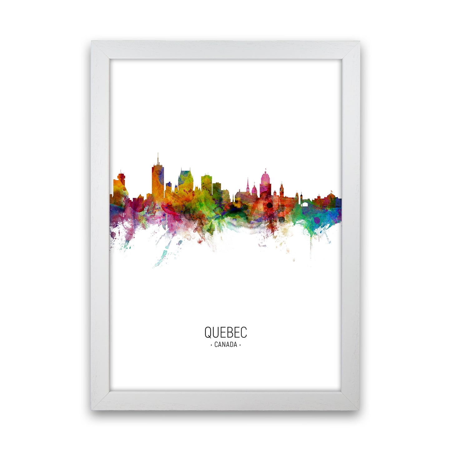 Quebec Canada Skyline Portrait Art Print by Michael Tompsett White Grain