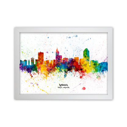 Raleigh North Carolina Skyline Splash Art Print by Michael Tompsett White Grain