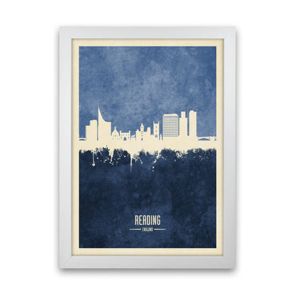 Reading England Skyline Portrait Navy Art Print by Michael Tompsett White Grain