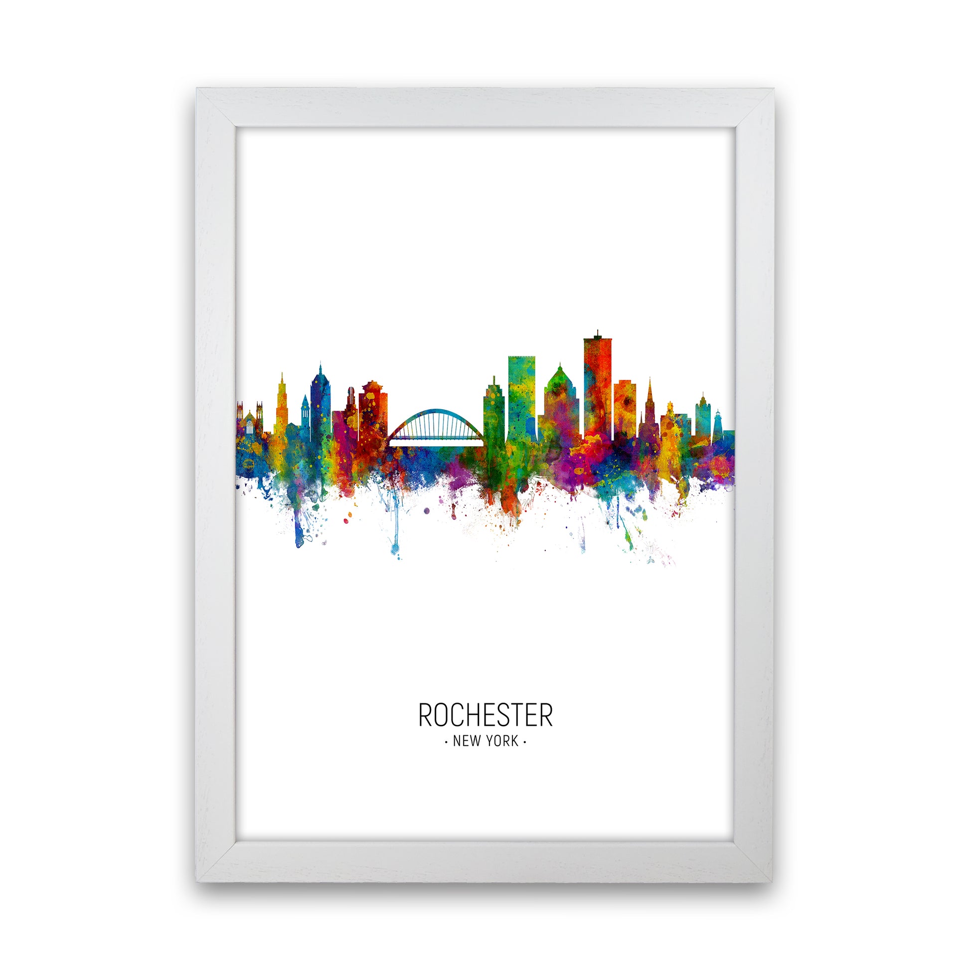 Rochester New York Skyline Portrait Art Print by Michael Tompsett White Grain