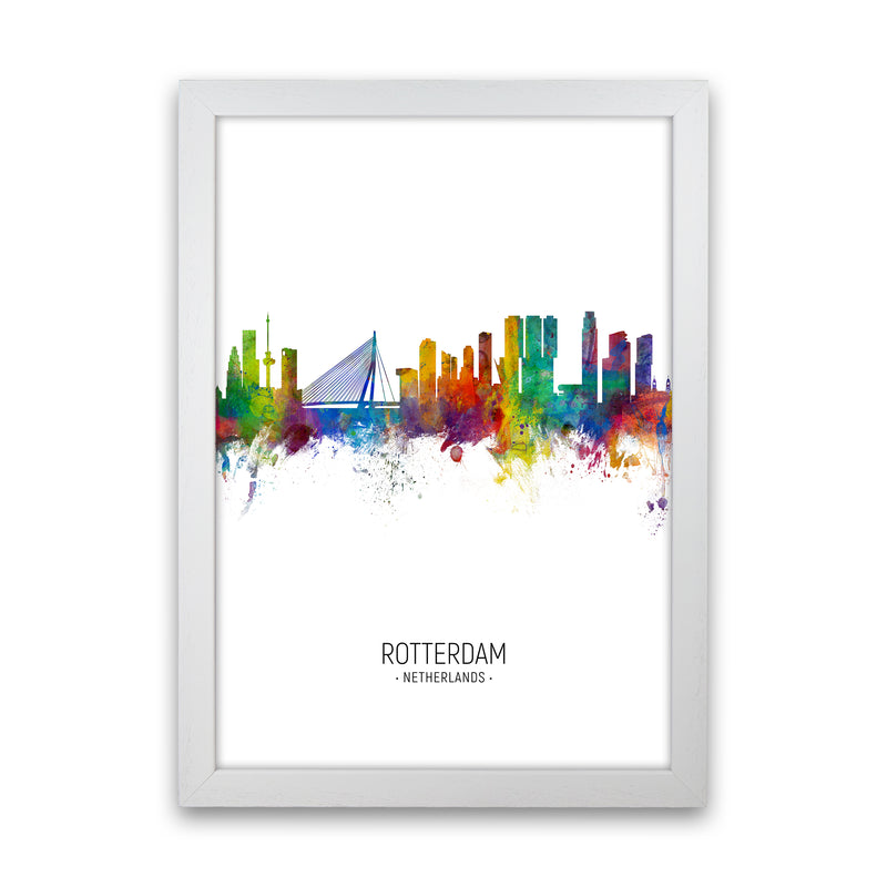 Rotterdam Netherlands Skyline Portrait Art Print by Michael Tompsett White Grain