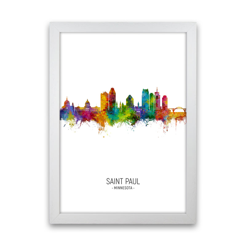 Saint Paul Minnesota Skyline Portrait Art Print by Michael Tompsett White Grain
