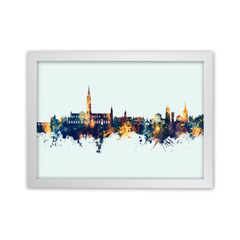 Salisbury England Skyline Blue Orange Art Print by Michael Tompsett White Grain