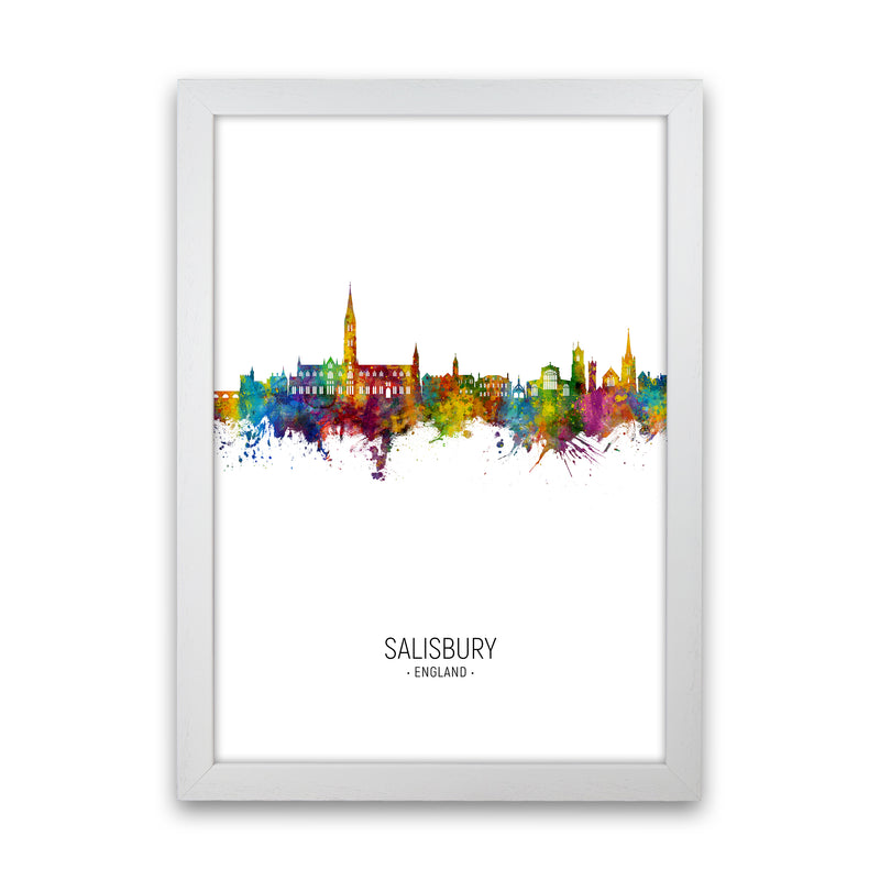 Salisbury England Skyline Portrait Art Print by Michael Tompsett White Grain