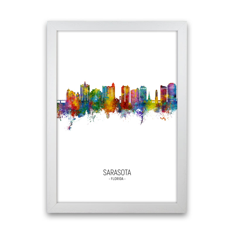 Sarasota Florida Skyline Portrait Art Print by Michael Tompsett White Grain