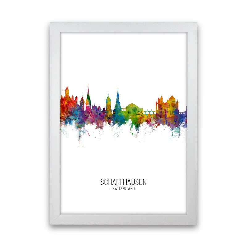 Schaffhausen Switzerland Skyline Portrait Art Print by Michael Tompsett White Grain