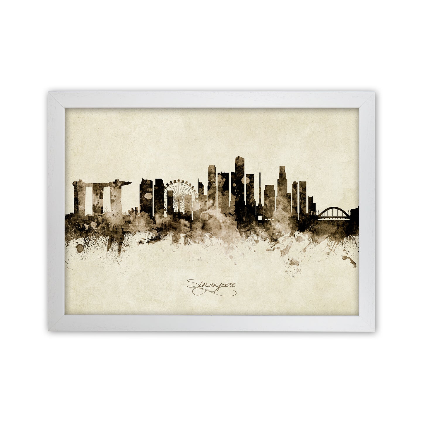 Singapore Singapore Skyline Vintage Art Print by Michael Tompsett White Grain