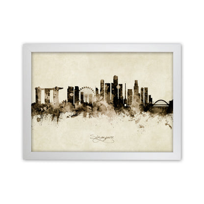 Singapore Singapore Skyline Vintage Art Print by Michael Tompsett White Grain