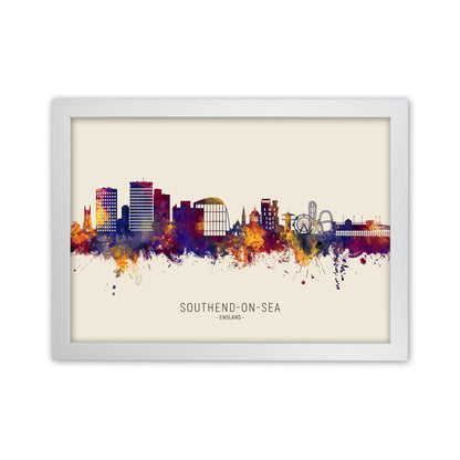 Southend-On-Sea England Skyline Autumn City Name Art Print by Michael Tompsett White Grain