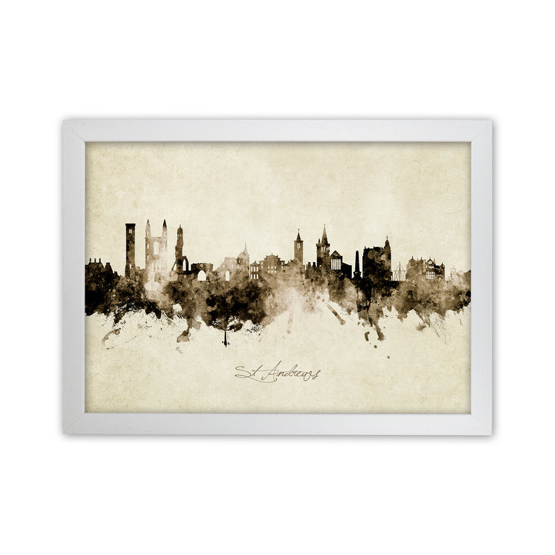 St Andrews Scotland Skyline Vintage Art Print by Michael Tompsett White Grain