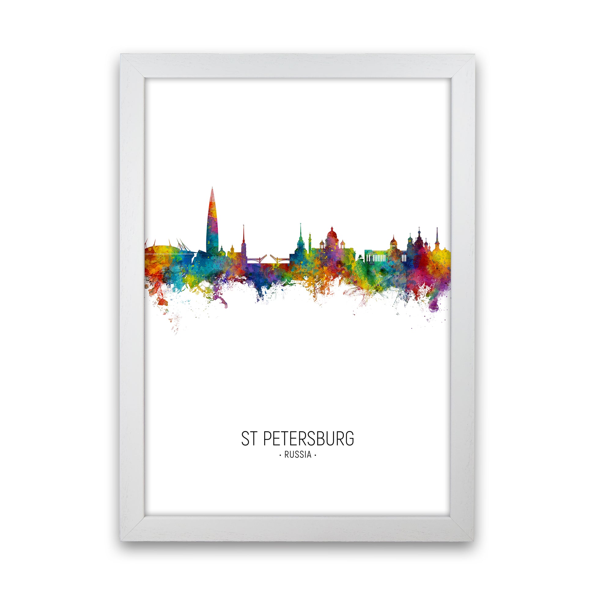 St Petersburg Russia Skyline Portrait Art Print by Michael Tompsett White Grain