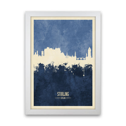 Stirling Scotland Skyline Portrait Navy Art Print by Michael Tompsett White Grain