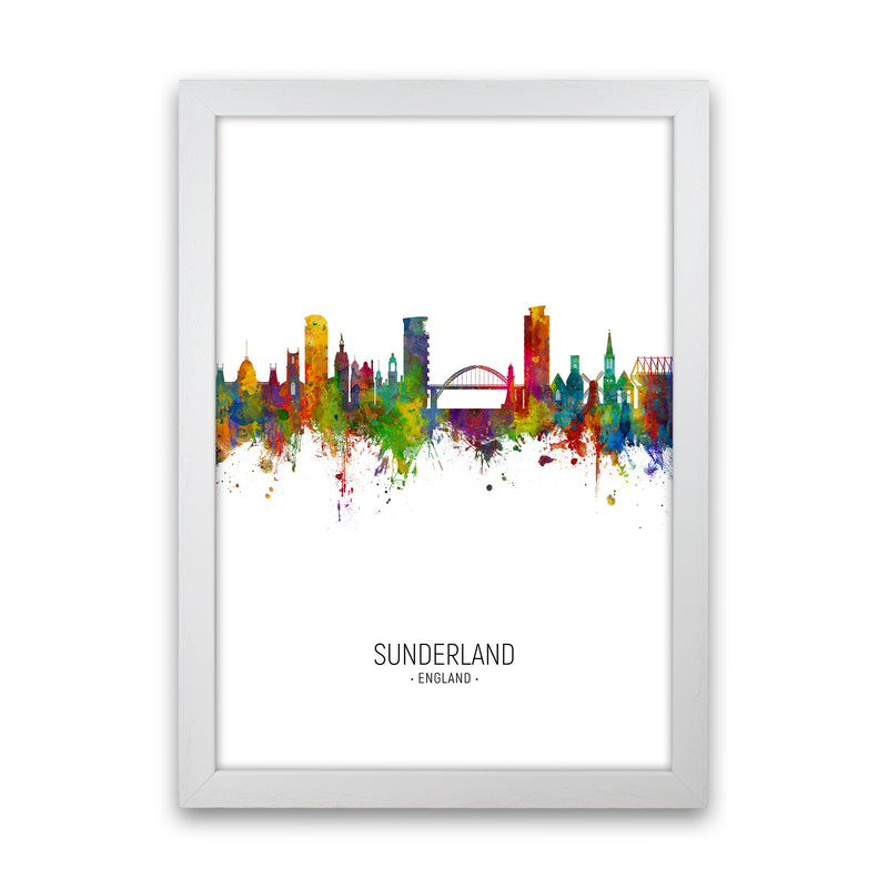 Sunderland England Skyline Portrait Art Print by Michael Tompsett White Grain