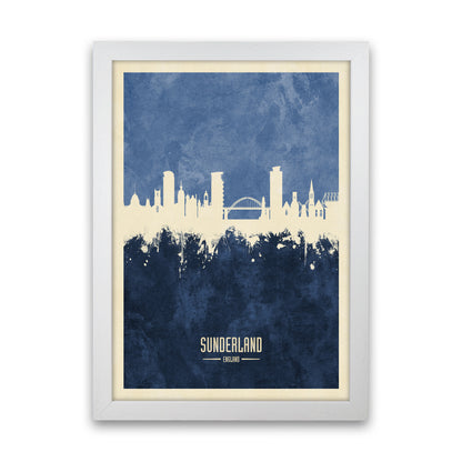 Sunderland England Skyline Portrait Navy Art Print by Michael Tompsett White Grain