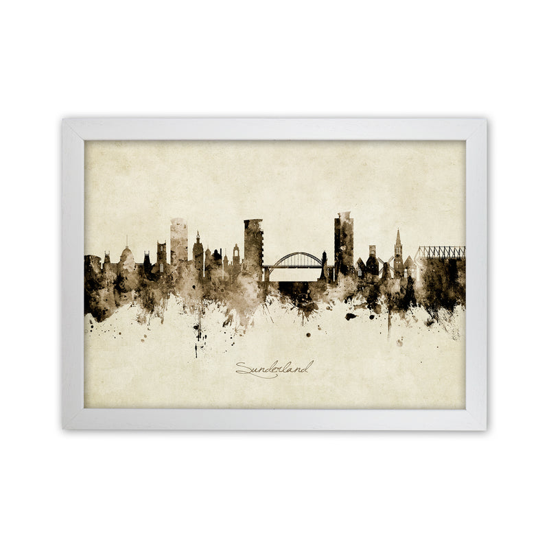 Sunderland England Skyline Vintage Art Print by Michael Tompsett White Grain