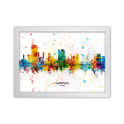 Swansea Wales Skyline Splash Art Print by Michael Tompsett White Grain