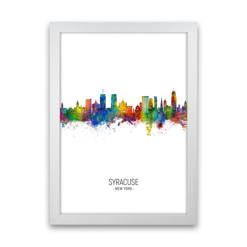 Syracuse New York Skyline Portrait Art Print by Michael Tompsett White Grain