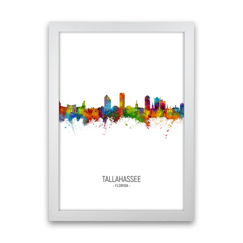 Tallahassee Florida Skyline Portrait Art Print by Michael Tompsett White Grain