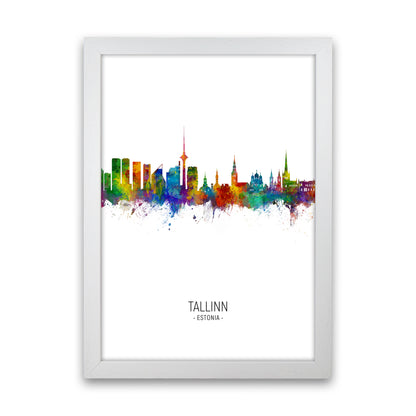 Tallinn Estonia Skyline Portrait Art Print by Michael Tompsett White Grain