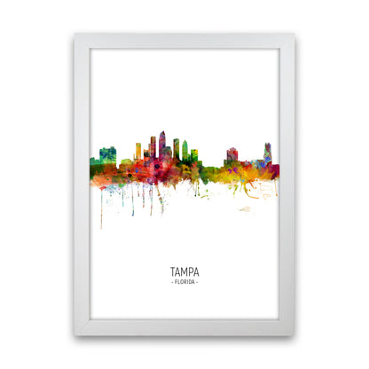Tampa Florida Skyline Portrait Art Print by Michael Tompsett White Grain