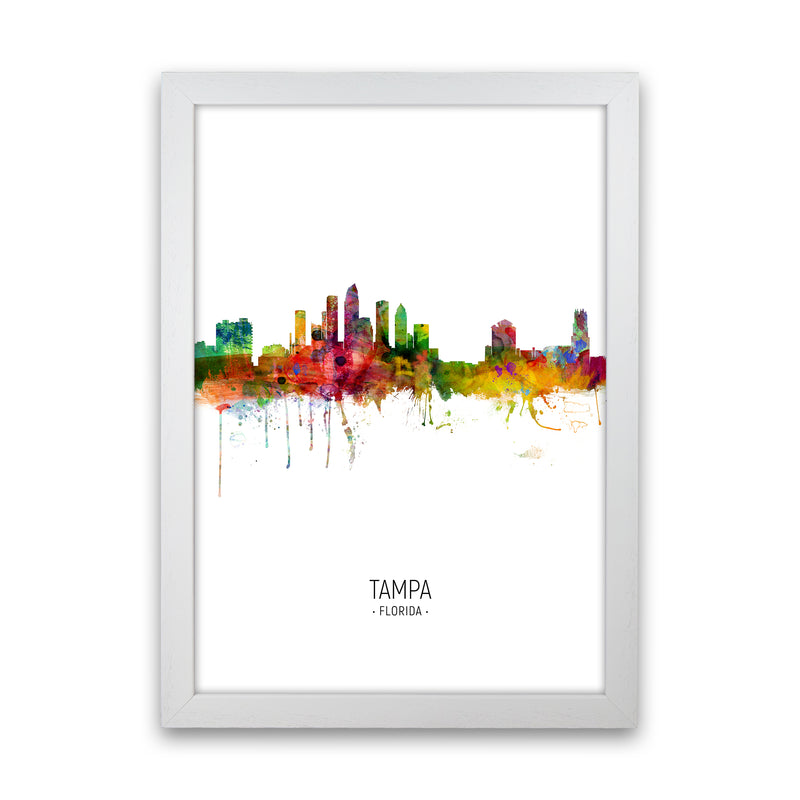 Tampa Florida Skyline Portrait Art Print by Michael Tompsett White Grain