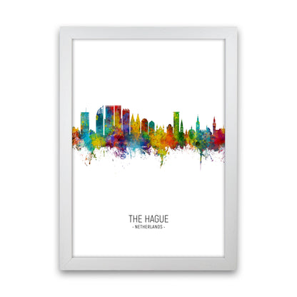 The Hague Netherlands Skyline Portrait Art Print by Michael Tompsett White Grain
