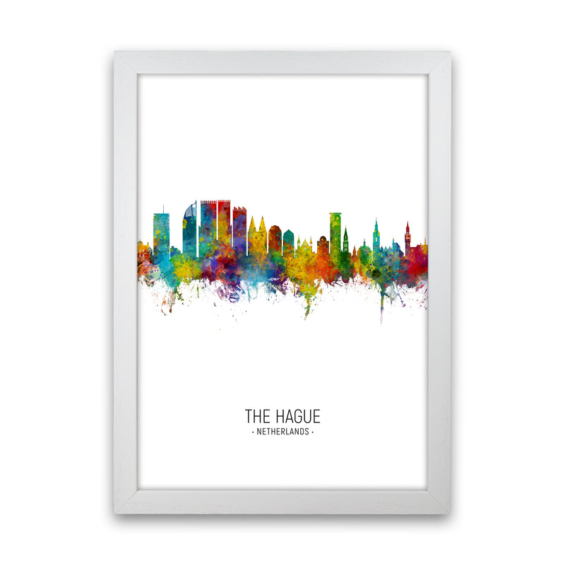 The Hague Netherlands Skyline Portrait Art Print by Michael Tompsett White Grain