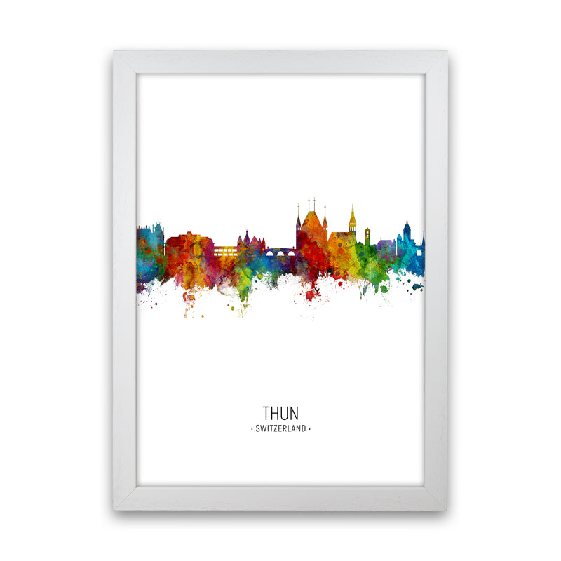 Thun Switzerland Skyline Portrait Art Print by Michael Tompsett White Grain