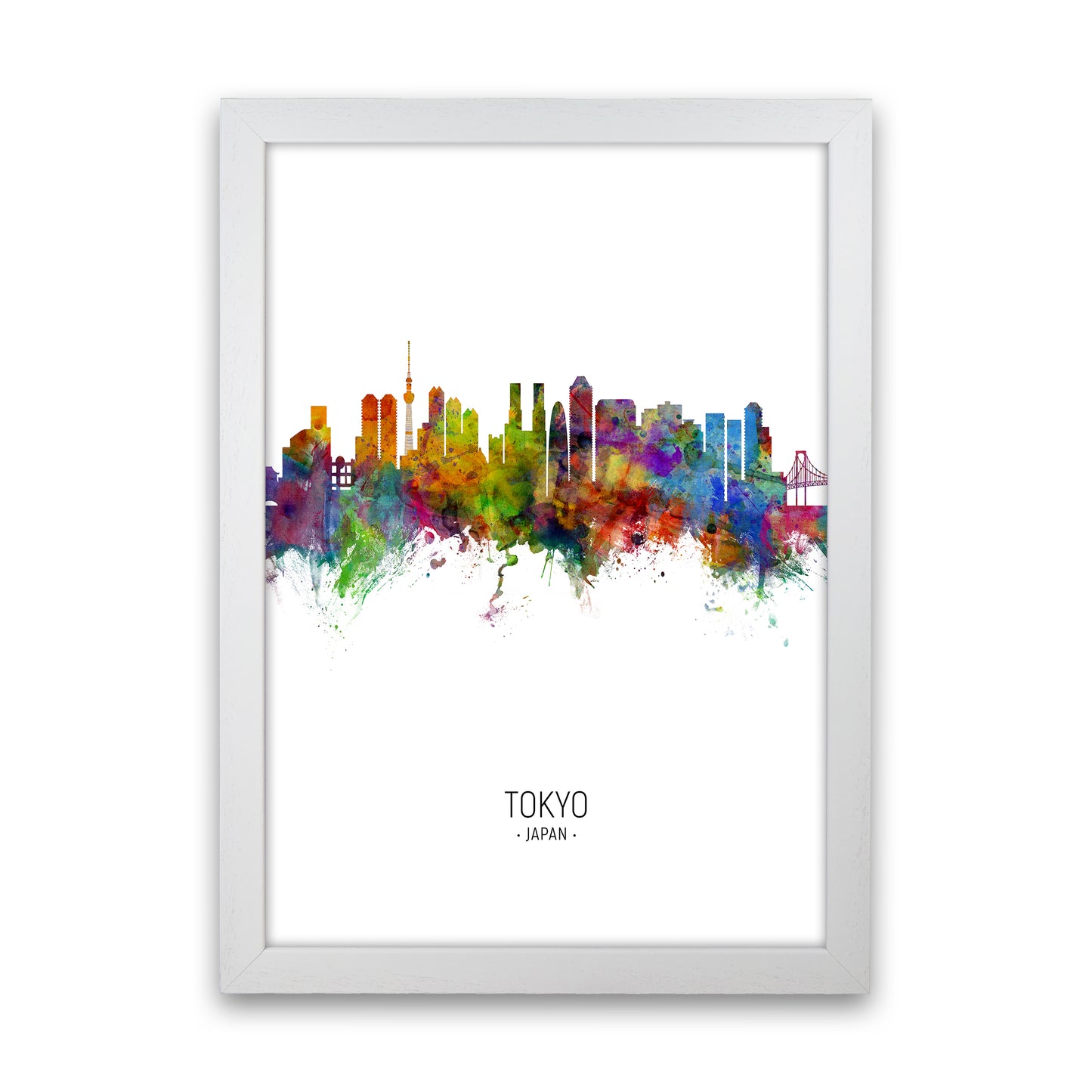 Tokyo Japan Skyline Portrait Art Print by Michael Tompsett White Grain